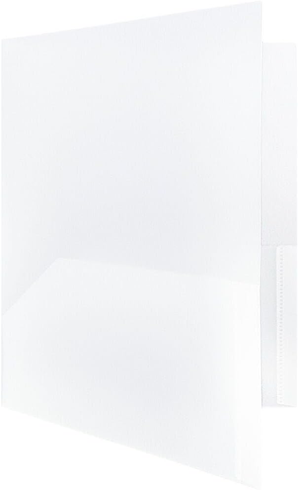 JAM PAPER Plastic 2 Pocket POP Folders - Durable School Folders - Clear - 3/Pack