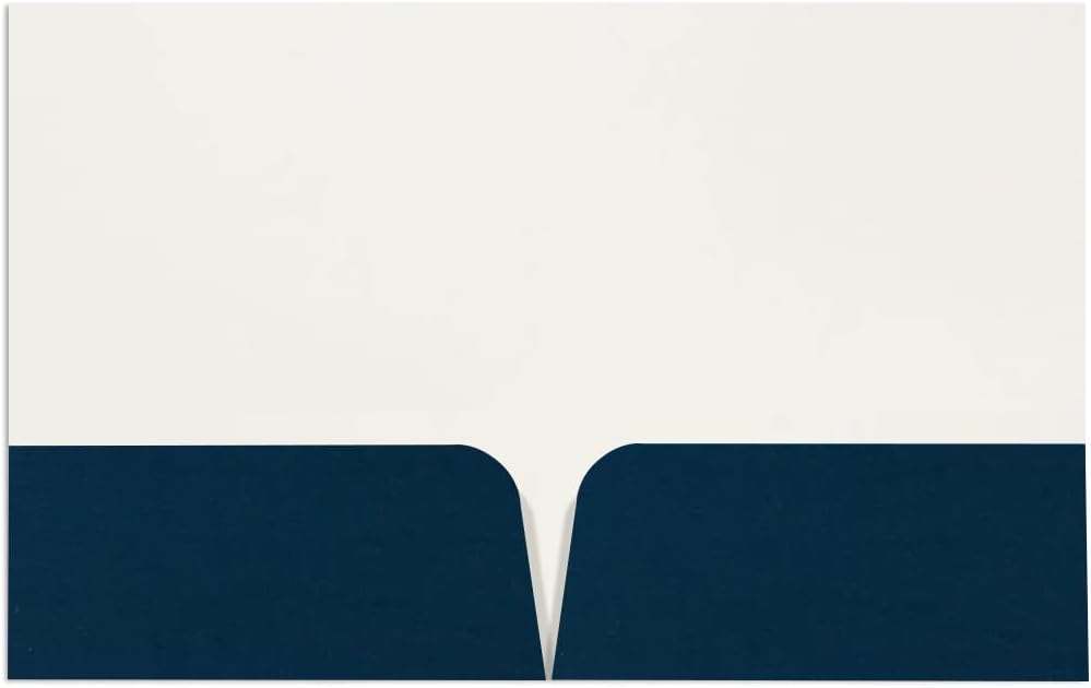 JAM PAPER Custom Printed Semi-Gloss Folders with Round Corner Pockets - Personalized Logo & Text - 12pt C1S - Navy Blue - 100/Pack