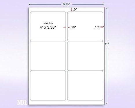 8-1/2 x 11 Neon Color High Light Fluorescent Labels for Laser & Inkjet Printer (Red Fluorescent, 4" x 3-1/3" - 6 Per Page | 600 Labels)