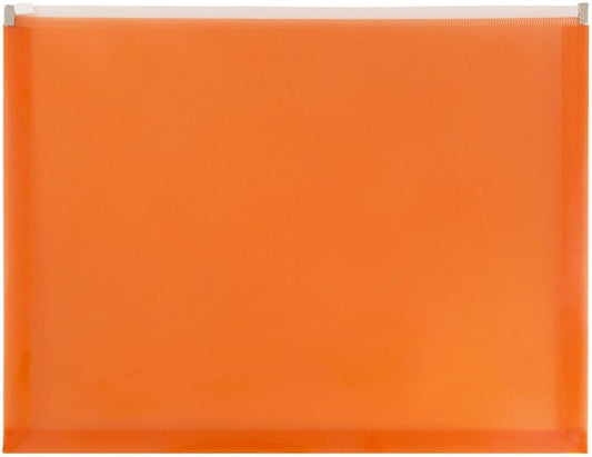JAM PAPER Plastic Envelopes with Zip Closure - Letter Booklet - 9 3/4 x 13 - Orange - 3/Pack
