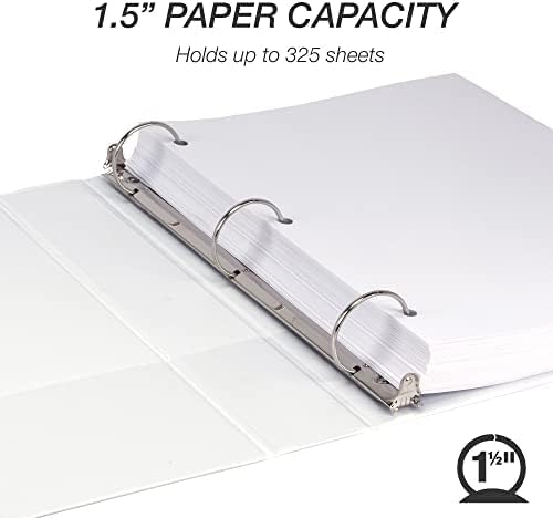 Samsill 1.5 Inch 3 Ring Binder, Made in USA, Economy Round Ring, Clear View Cover, 325 Sheet Capacity - for School, Home, Office - White