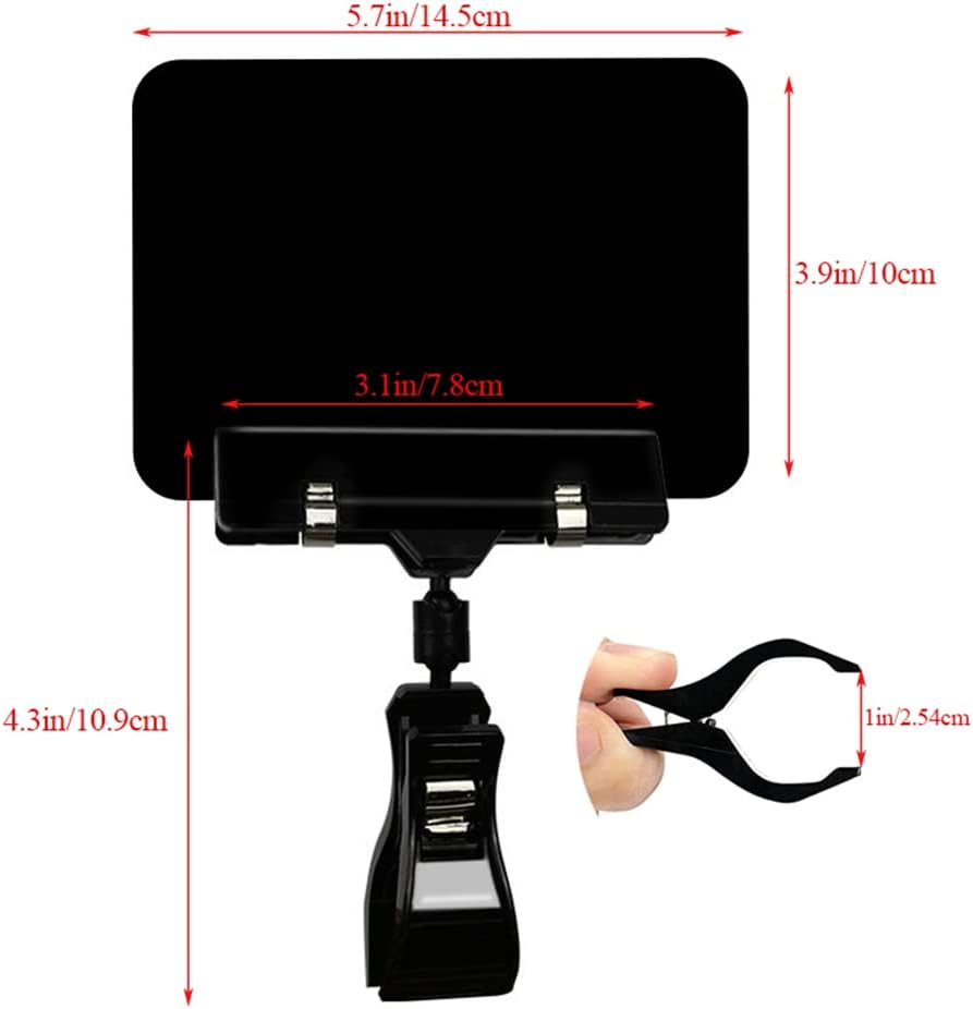 20 PCS Clip on Sign Holder, Plastic Rotatable Pop Label Merchandise Sign Display, Writable Mini Chalkboard with Double Sided Clips, Message Board for Notes Price Tag Supermarket Office Party