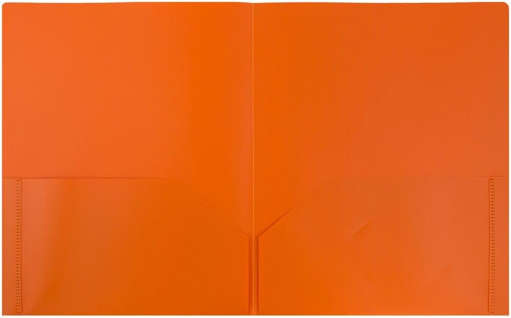 JAM PAPER Plastic 2 Pocket POP Folders - Durable School Folders - Orange - 3/Pack