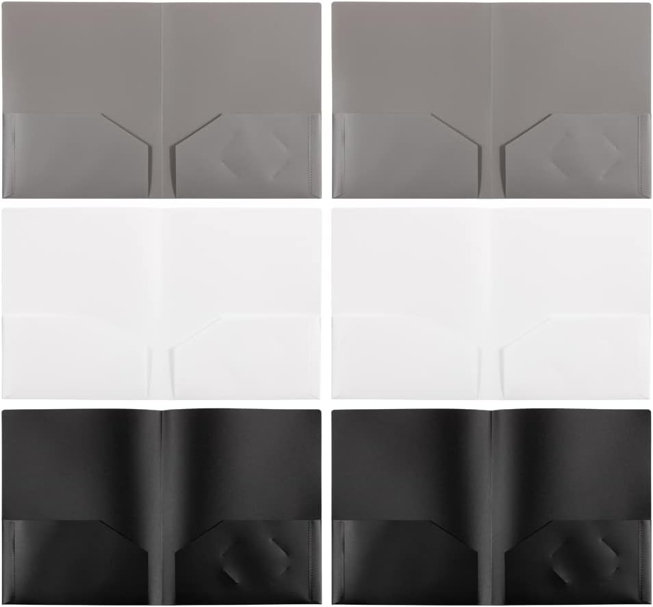 JAM PAPER Plastic 2 Pocket POP Folders - Durable School Folders - Assorted Business Colors - 6/Pack