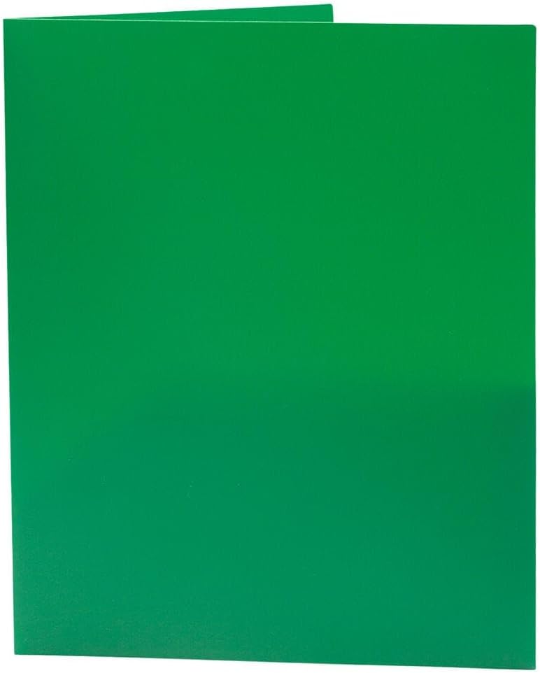 JAM PAPER Plastic 2 Pocket POP Folders - Durable School Folders - Green - Bulk 48/Pack