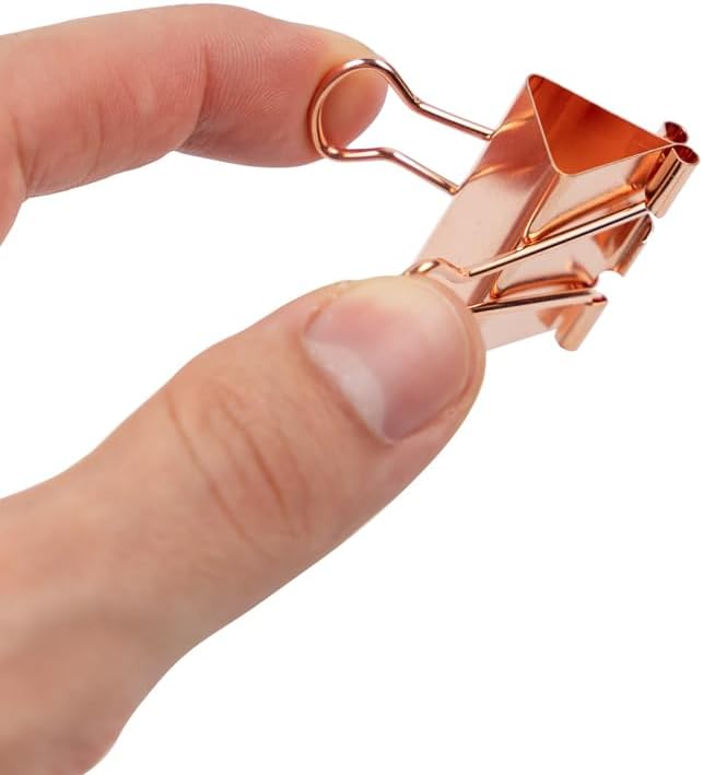 JAM PAPER Colorful Binder Clips - Medium - 1 1/4 Inch (32 mm) - Rose Gold Binderclips - 15/Pack