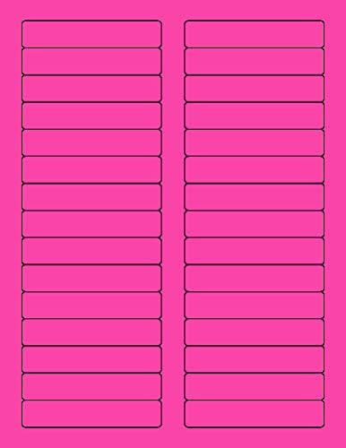 8-1/2 x 11" Neon Color High Light Fluorescent Labels for Laser & Inkjet Printer (Pink Fluorescent, 2/3" x 3-7/16" - 30 Per Page | 3000 Labels)