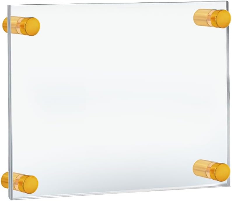 Azar Displays 105511-GLD Acrylic Floating Double Panel Wall Frame,8.5" x 5.5" Graphic Size, Overall Frame Size: 12" x 9.5", Gold