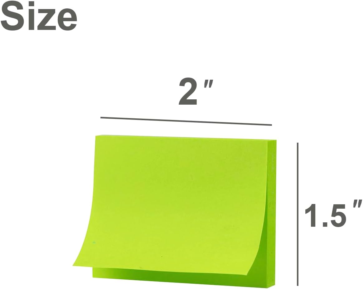 (50 Pads) Sticky Notes 1.5x2, 10 Colors Self Sticky Notes, Sticky Pads, Recyclable, Self-Stick Pads, Easy to Stick for Home, Office, Notebook