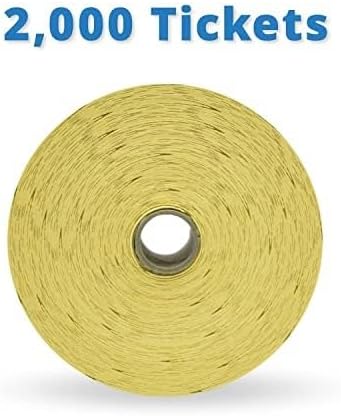 INDIANA TICKET CO. Yellow Liquor Roll Tickets, 2000 per Roll, Single Roll, 1x2 Tickets for Free Liquor giveaways