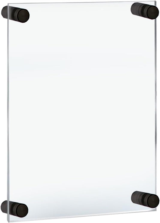 Azar Displays 105506-BLK Acrylic Floating Double Panel Wall Frame,8.5" x 14" Graphic Size, Overall Frame Size: 12.5" x 18", Black