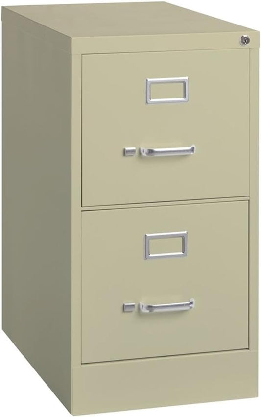 Pemberly Row 2 Drawers 28.38" Vertical Beige Metal Filing Cabinet Lockable Pre-Assembled Stationary Letter Size for Home, Office