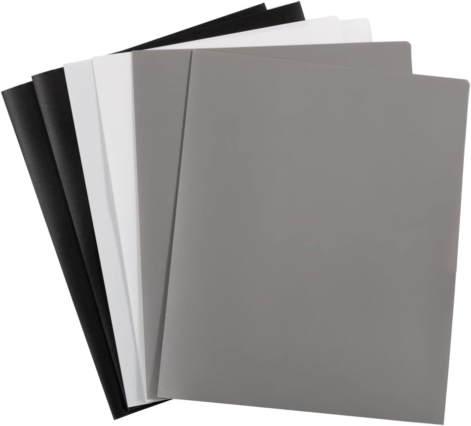 JAM PAPER Plastic 2 Pocket POP Folders - Durable School Folders - Assorted Business Colors - 6/Pack