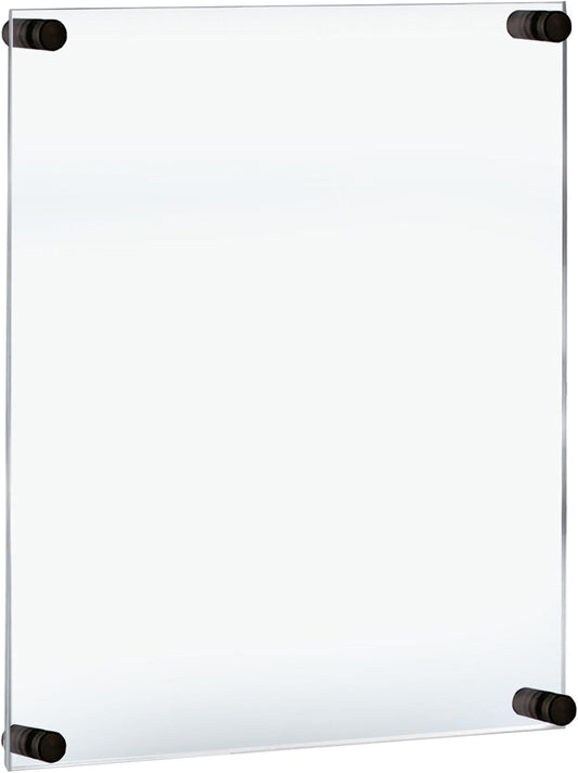 Azar Displays 105530-BLK Acrylic Floating Double Panel Wall Frame,22" x 28" Graphic Size, Overall Frame Size: 26" x 32", Black