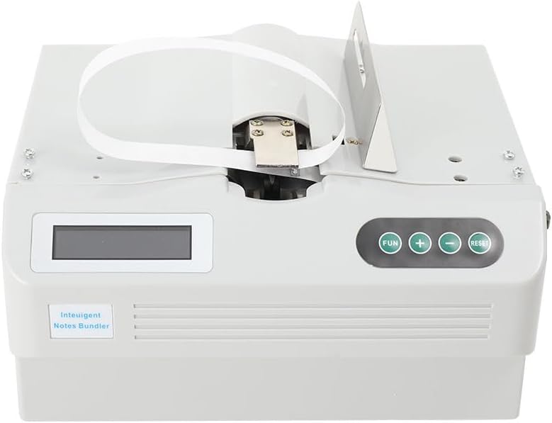 Intelligent Banknote Bundling Machine Currency Strapping Tool Currency Bundle Strapping for Bank Automatic Small Cross Binding Machine Paper Tape Money Strapping Bundling Money Packer 110V