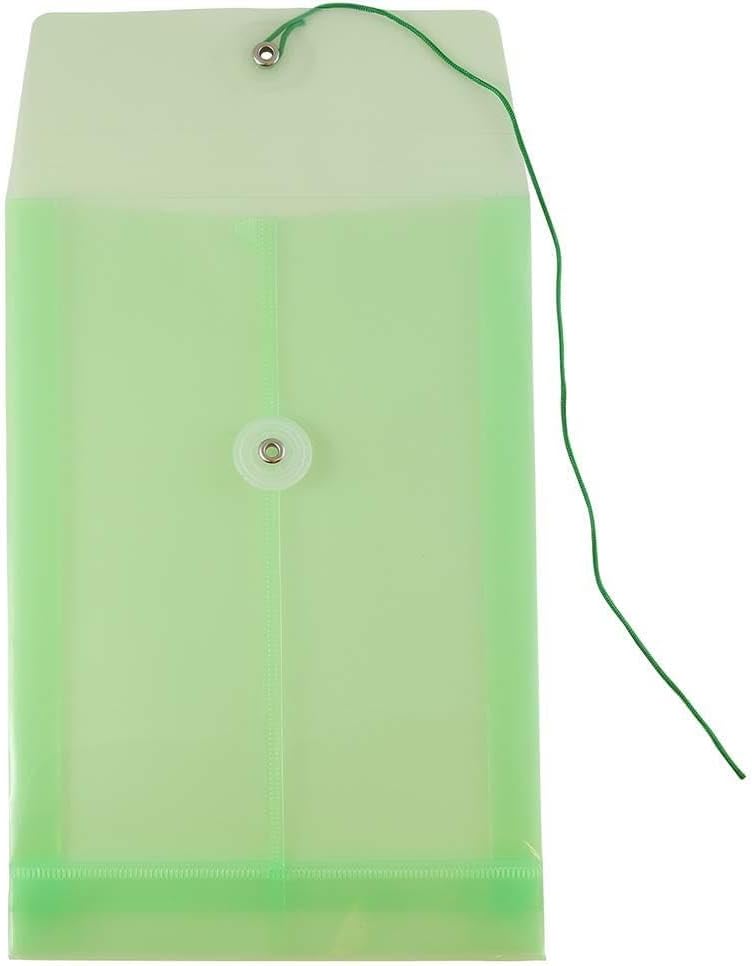 JAM PAPER Plastic Envelopes with Button & String Tie Closure - 6 1/4 x 9 1/4 - Green - 3/Pack