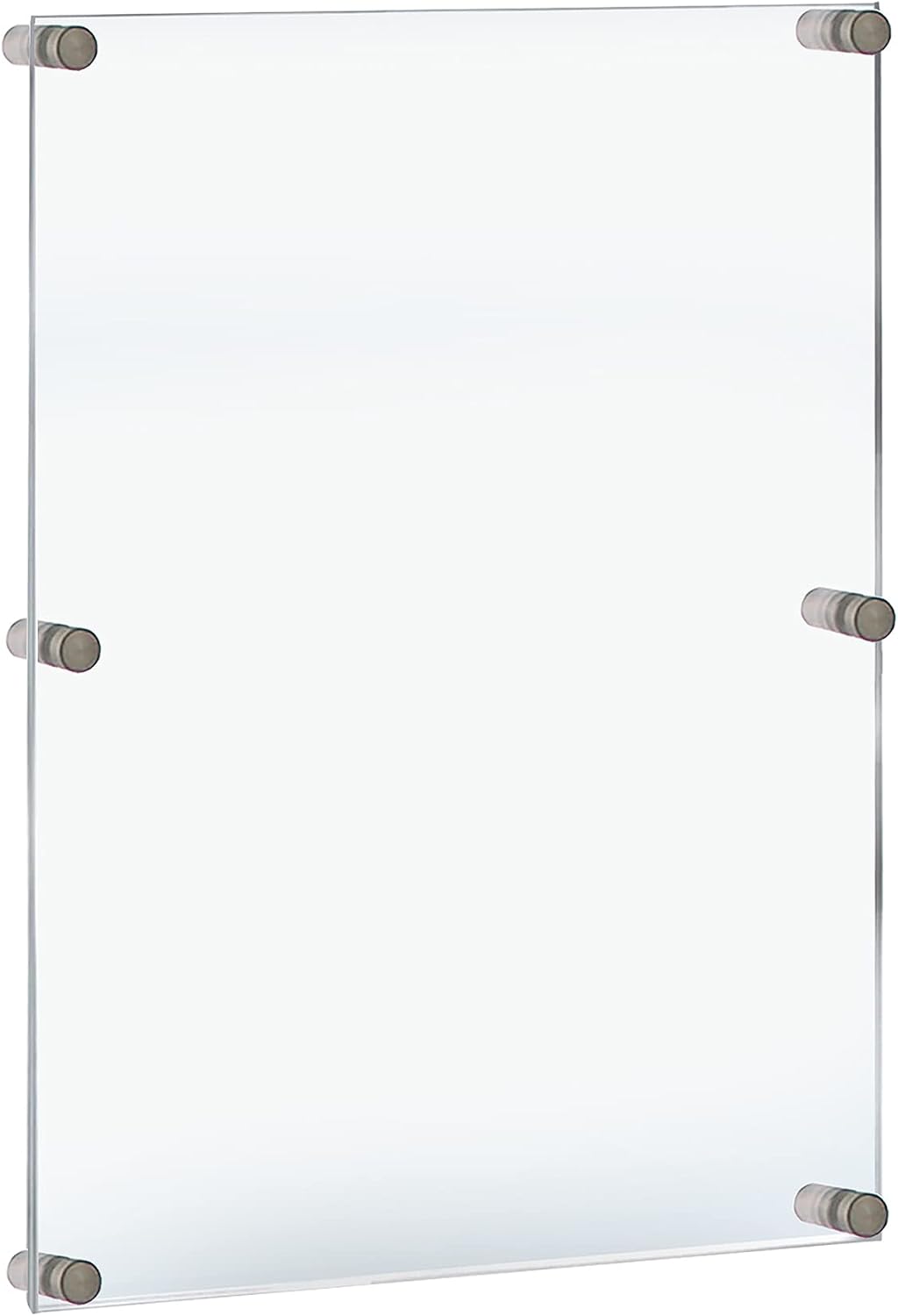 Azar Displays,105536, Floating Acrylic Wall Frame with Silver Hardware Stand Off Caps, Clear Hanging Photo Frame Display Mount with Frameless Border, Glass-Like Frame for Large Prints, 24" x 36"