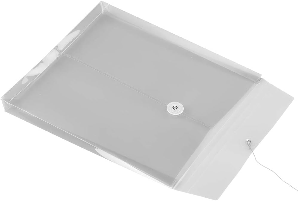 JAM PAPER Plastic Envelopes with Button & String Tie Closure - Letter Open End - 9 3/4 x 11 3/4 - Smoke Gray - 12/Pack