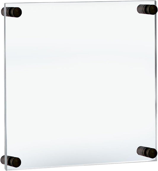 Azar Displays 105510-BLK Acrylic Floating Double Panel Wall Frame,11" x 14" Graphic Size, Overall Frame Size: 15" x 18", Black