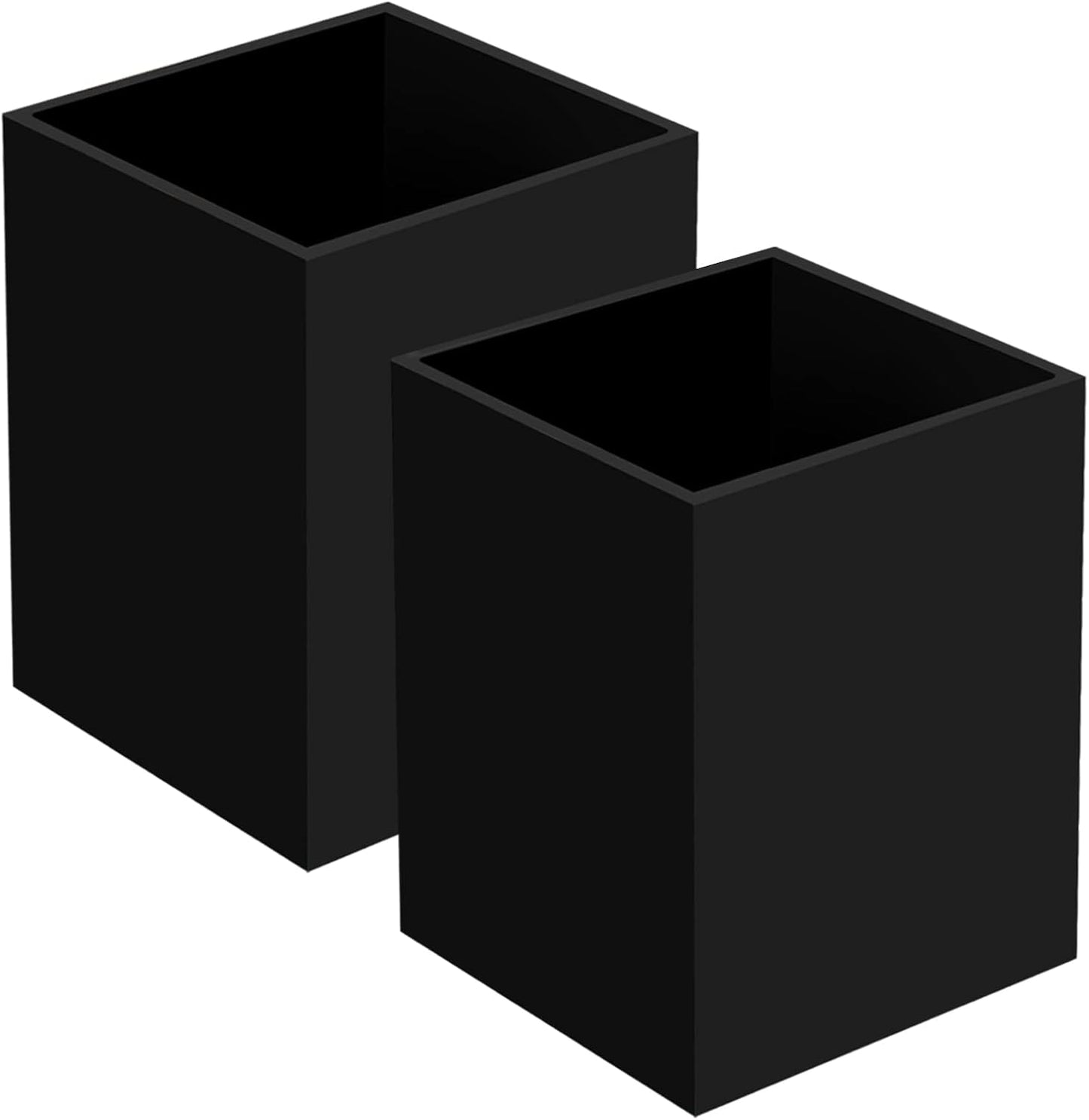 2 Pack Acrylic Pen Pencil Holder, Black Makeup Brush Holder Cup Storage Office Desktop Desk Table Stationery Organizer