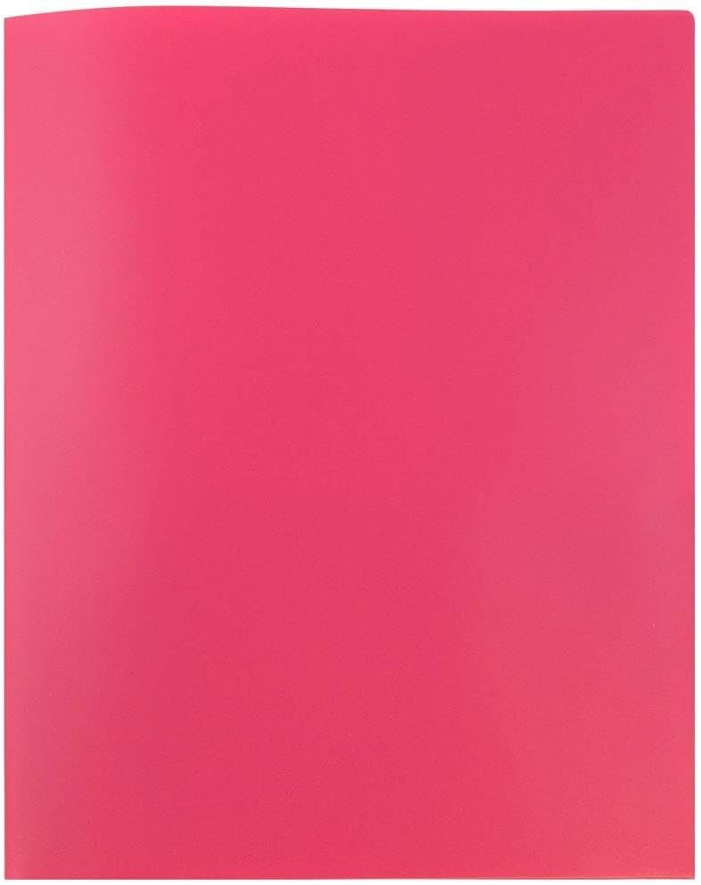 JAM PAPER Plastic 2 Pocket POP Folders - Durable School Folders - Fuchsia Hot Pink - Bulk 48/Pack