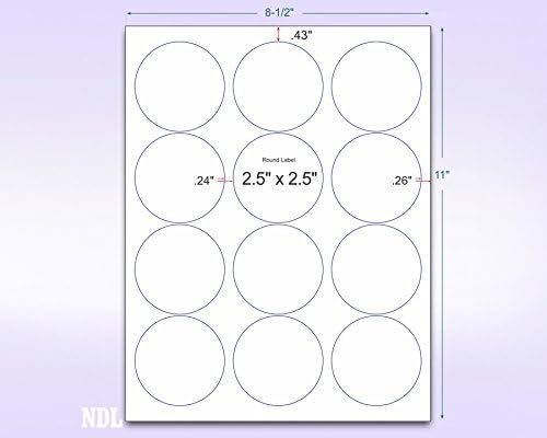 8-1/2 x 11" Neon Color High Light Fluorescent Labels for Laser & Inkjet Printer (Pink Fluorescent, 2.5" Round - 12 Per Page | 1200 Labels)