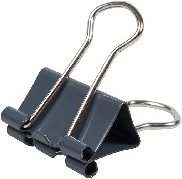 JAM PAPER Colorful Binder Clips - Small - 3/4 Inch (19 mm) - Grey Binderclips - 25/Pack