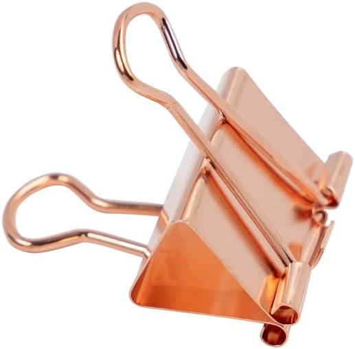 JAM PAPER Colorful Binder Clips - Medium - 1 1/4 Inch (32 mm) - Rose Gold Binderclips - 15/Pack