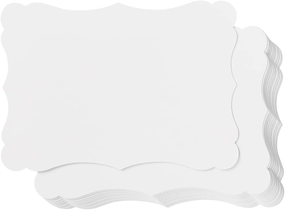 50 Pack Blank Kraft Cards Cardstock Thick Paper Brown Greeting Cards for DIY Gift Card Menus, Baby Shower and Wedding Invitations (White, 4x6IN)