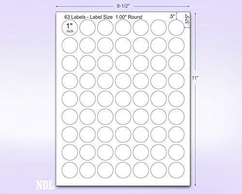 8-1/2 x 11" Neon Color High Light Fluorescent Labels for Laser & Inkjet Printer (RED Fluorescent, 1" Round - 63 per Page - 6300 Labels)