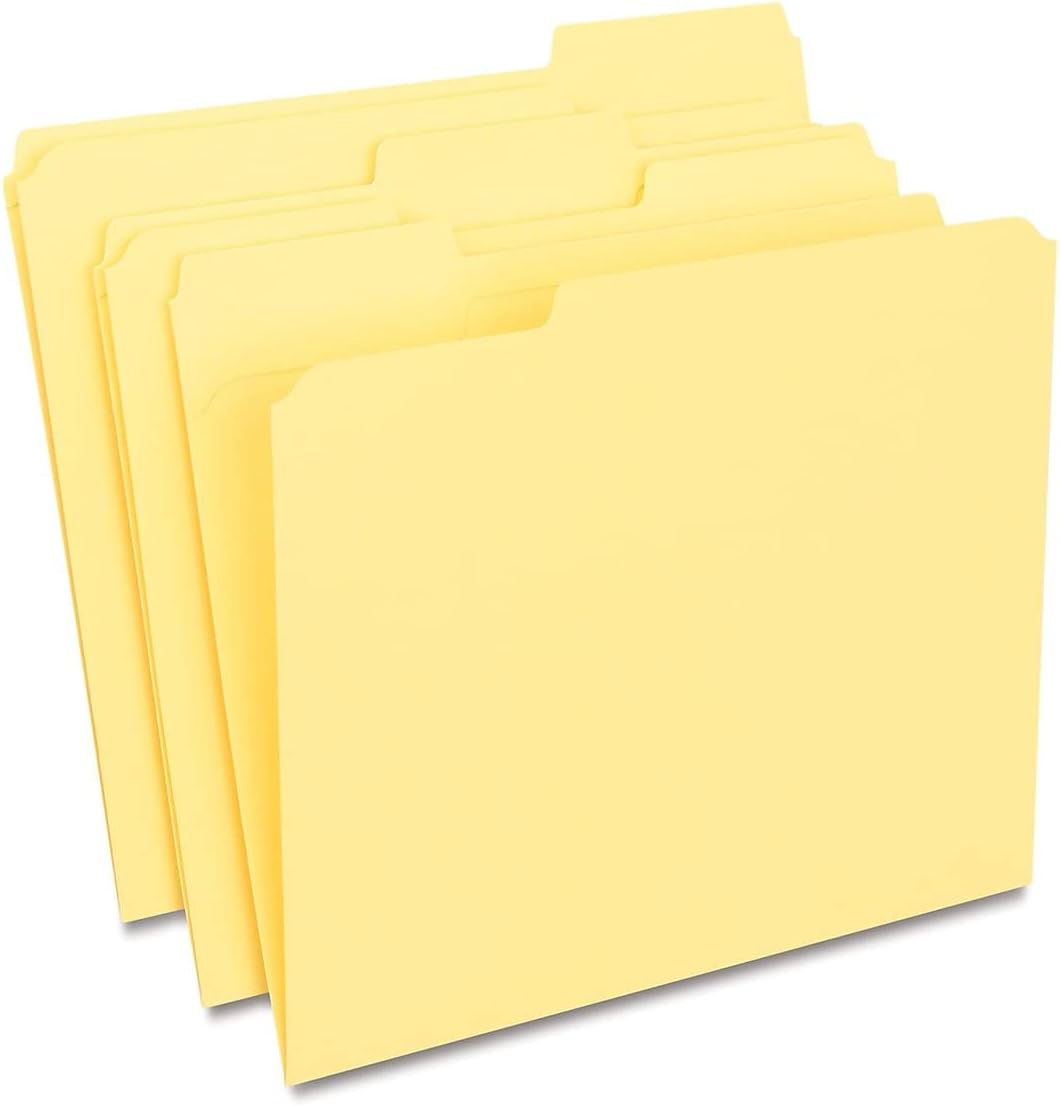 Staples 508903 File Folders W/ Reinforced Tabs Letter 3 Tab Yellow 100 ...