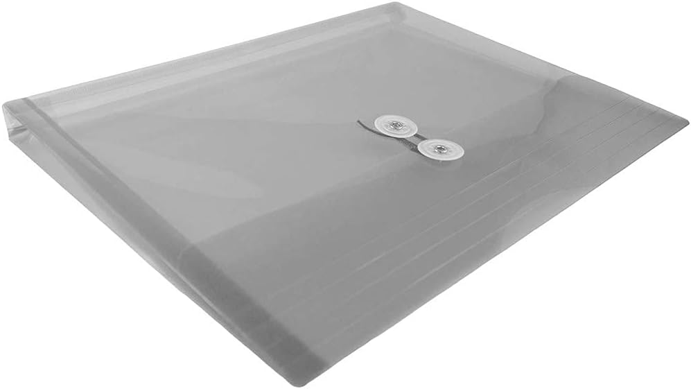 JAM PAPER Plastic Envelopes with Button & String Tie Closure - Letter Booklet - 9 3/4 x 13 - Smoke Gray - 12/Pack