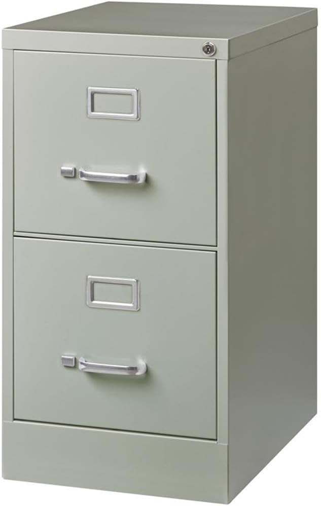 Pemberly Row 22" 2-Drawer Metal Letter Width Vertical File Cabinet in Light Gray