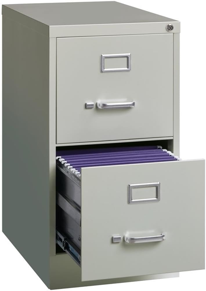 Pemberly Row 22" 2-Drawer Metal Letter Width Vertical File Cabinet in Light Gray