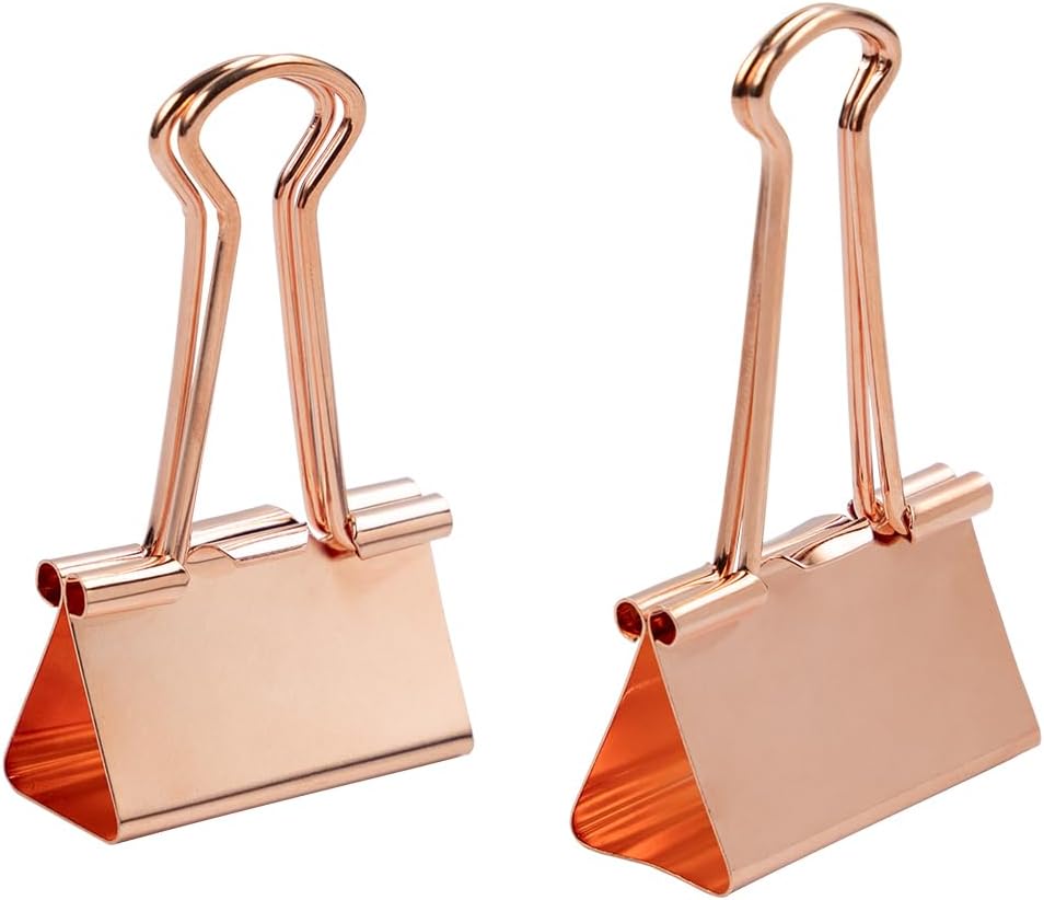 JAM PAPER Colorful Binder Clips Assortment - Medium & Large Size - Rose Gold Binderclips - 27 Clips/Pack