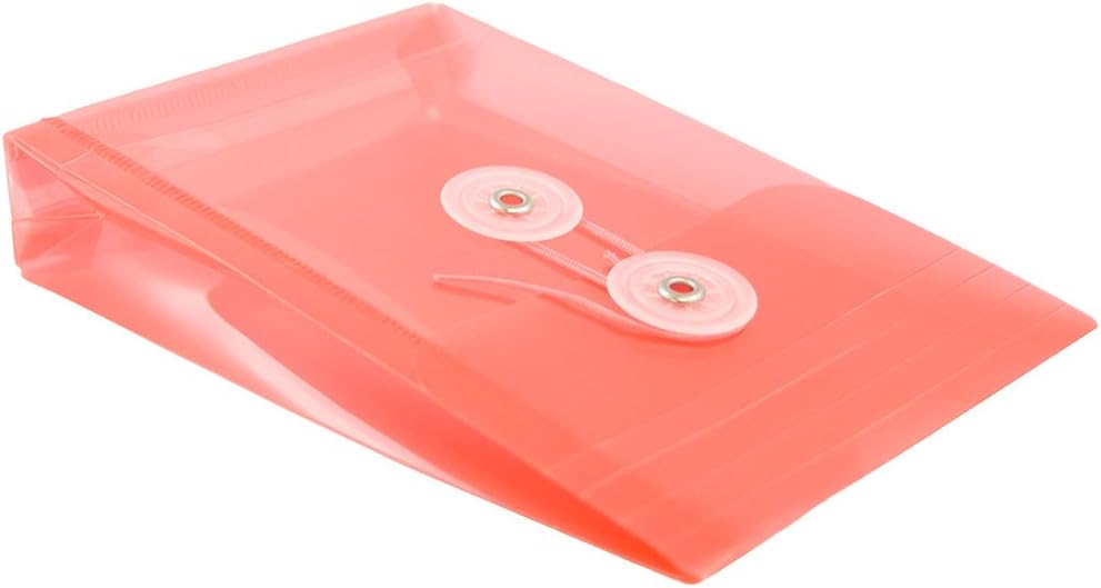 JAM PAPER Plastic Envelopes with Button & String Tie Closure - 4 1/4 x 6 1/4 - Red - 12/Pack