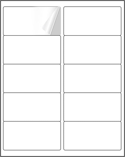 2” x 4” Shipping Labels 2000 Address Labels Printable, White Sticker Label Sheets for Laser Inkjet Printers (10 Labels/Sheet, 200 Sheets)