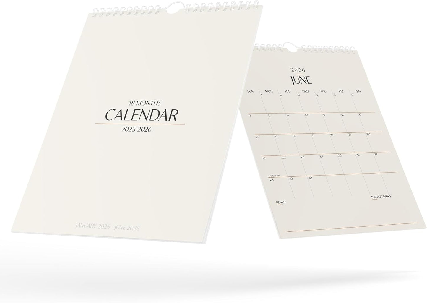 Karto Wall Calendar 2025 - Vertical 8.5x11 inch Runs Until June 2026 - Boost Your Productivity and Easy Planning with the Aesthetic Monthly Calendar - Beige