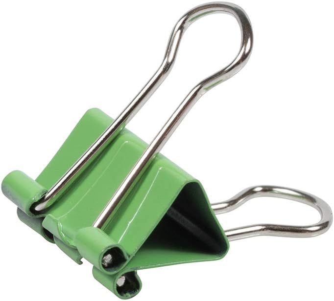 JAM PAPER Colorful Binder Clips - Small - 3/4 Inch (19 mm) - Green Binderclips - 25/Pack