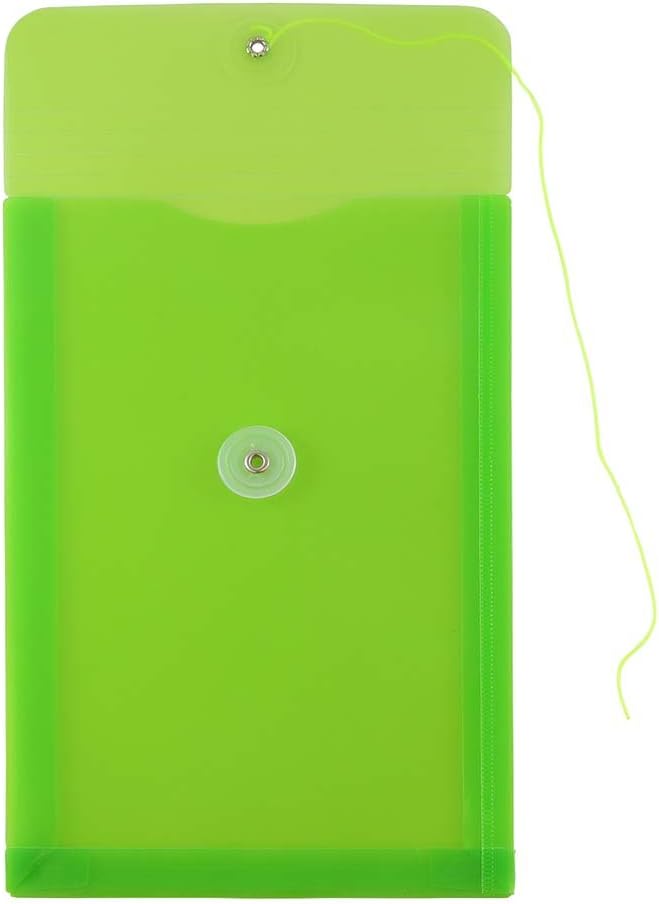 JAM PAPER Plastic Envelopes with Button & String Tie Closure - 6 1/4 x 9 1/4 - Lime Green - 12/Pack