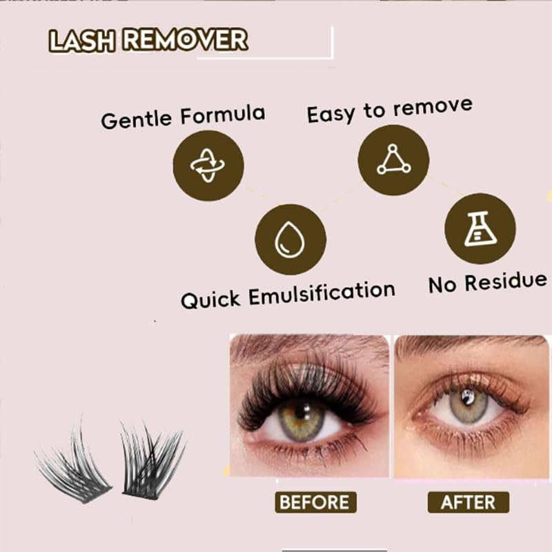 2 Pcs Lash Glue Remover for Eyelash Extension Lash Glue Cluster Falscara, Professional Eyelash Adhesive Dissolver Travel Size Toiletries Removes Stubborn Eye Makeup for Girls and Woman