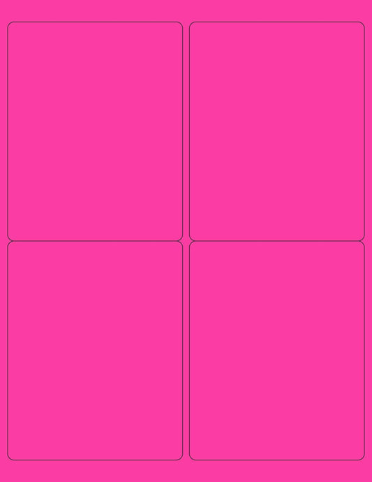 8-1/2 x 11" Neon Color High Light Fluorescent Labels for Laser & Inkjet Printer (Pink Fluorescent, 4 x 5" - 4 Per Page | 100 Labels)