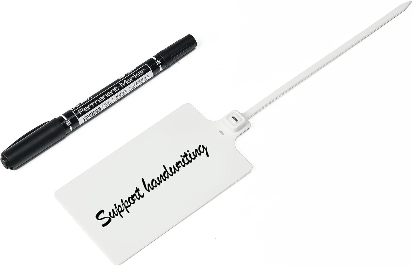 50 White Plastic Writable Shipping Tags - Large, Waterproof, Hanging Labels with One Permanent Marker Pen