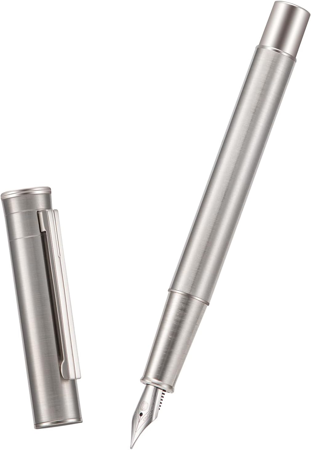 Hongdian 1861 Stainless Steel Fountain Pen Extra Fine Nib, Classic Design Smooth Writing Pen with Converter and Metal Pen Case Set