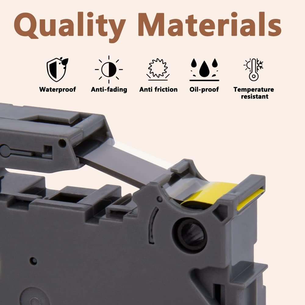 Hehua 6mm 0.23 Black on Yellow Laminated Tape Compatible for Brother Label Maker Tape TZe-611 TZe611 TZ-611 TZ611 for P Touch PT D200 D220 D400 D450 D600 D610 P710BT, 1/4'' x 26.2ft, 3 Pack