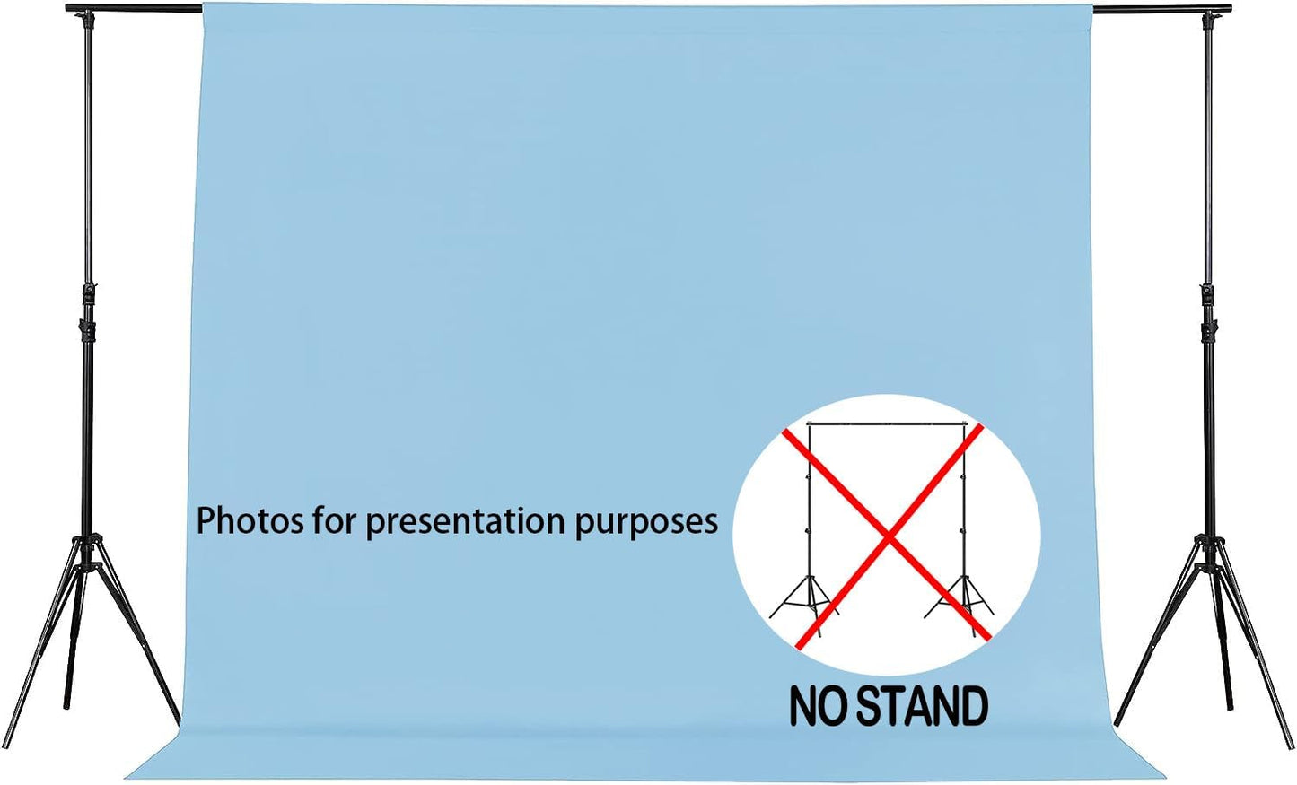 Joccun 5X7FT Light Blue Backdrop Background for Photography,Polyester Backdrop Curtain Background Screen for Photography,Photoshoot,Video Recording,Studio, Minimum Fit Stand Width of 7FT