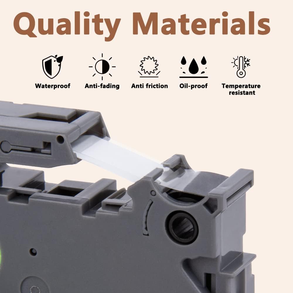 Hehua Tape Tze Tz 6mm 0.23 Laminated Black Compatible for Brother P-Touch TZe-315 TZe315 TZ-315 TZ315 Tape for Ptouch PT D200 D210 D220 D610 H110, 1/4'' x 26.2ft White on Black, 3 Pack