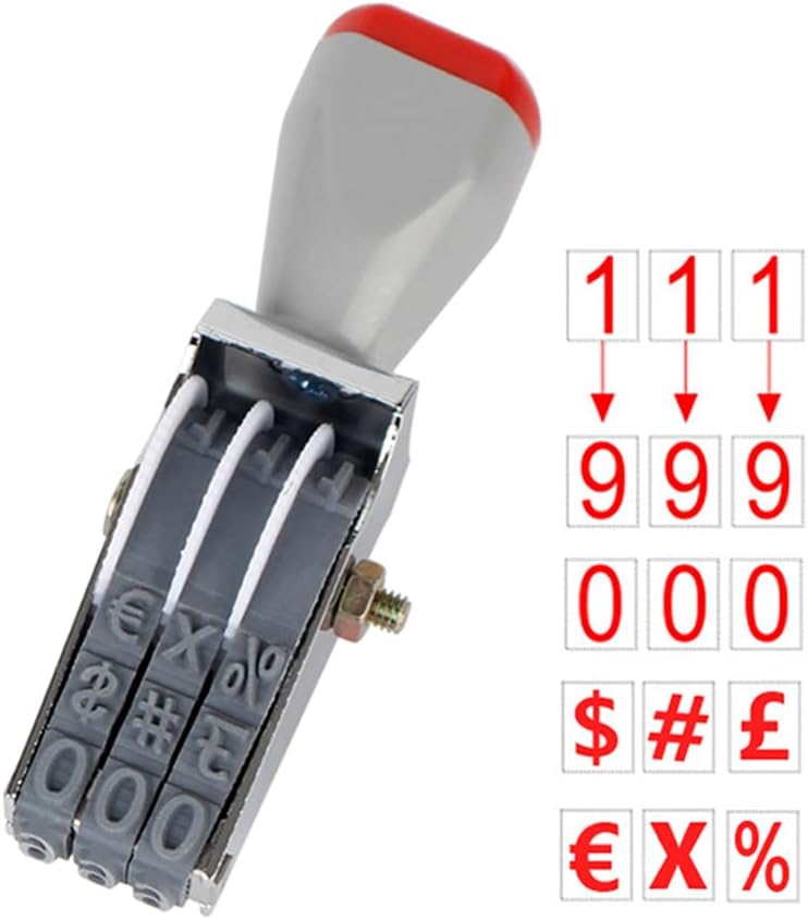 2 pcs 3 Digit Number Stamps Rolling Wheel Stamp Roller Stamps Business Stamps Personalized Number Symbol Multi-Function DIY Rubber Scrapbooking Roller Stationery Office Date Stamp