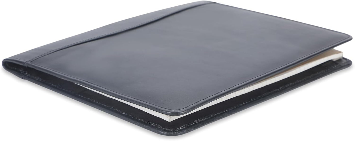 Heavy Duty Buffalo Leather Legal Pad Portfolio Handmade Executive Notebook Binder, Professional Padfolio Organizer Gift for Men and Women Genuine Leather Resume Document Holder (Black)
