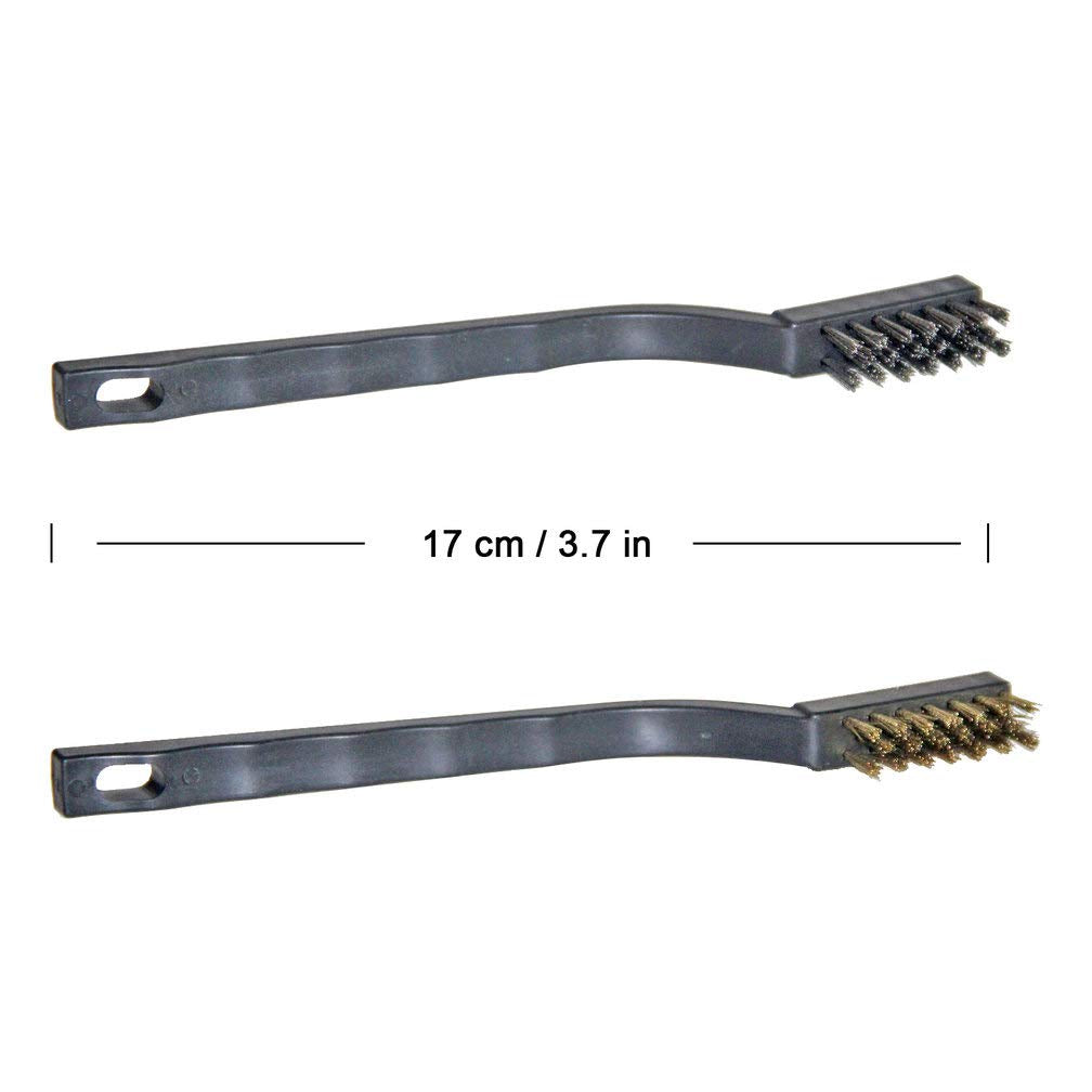 9PCS MINI Wire Brushes, Stainless Steel Brush Set, Curved Handle Scratch Toothbrush, Cleaning Welding Slag and Rust